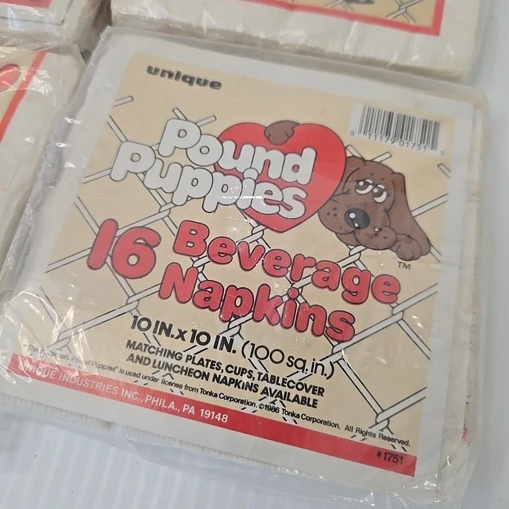 Vintage 1986 Tonka POUND PUPPIES PARTY Luncheon NAPKINS‎ NWT Birthday Dogs Lot